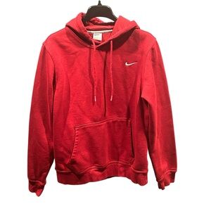 Nike Hoodie Men’s Size M Red Hooded Pullover Fleece Sweatshirt Swoosh Logo